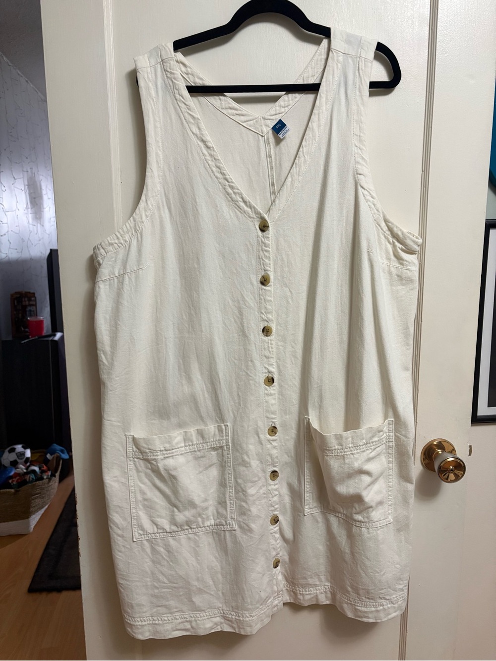 Old Navy Cream Button-Front Sleeveless Dress